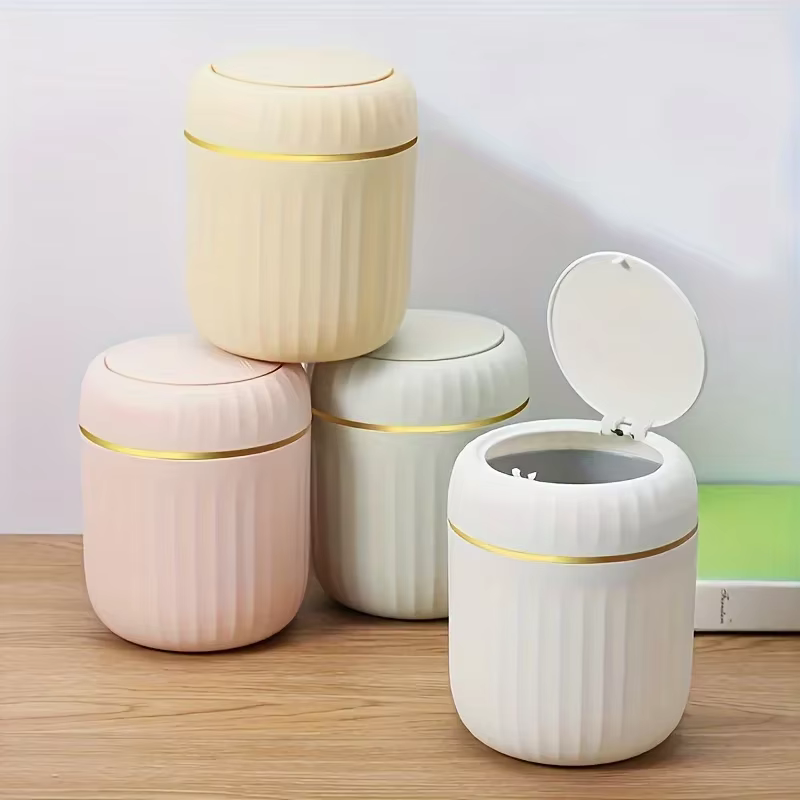 Mini poubelle de bureau avec couvercle, poubelle, organisateur de chambre à coucher, bureau, boîte de rangement en plastique Durable, fournitures pour la maison