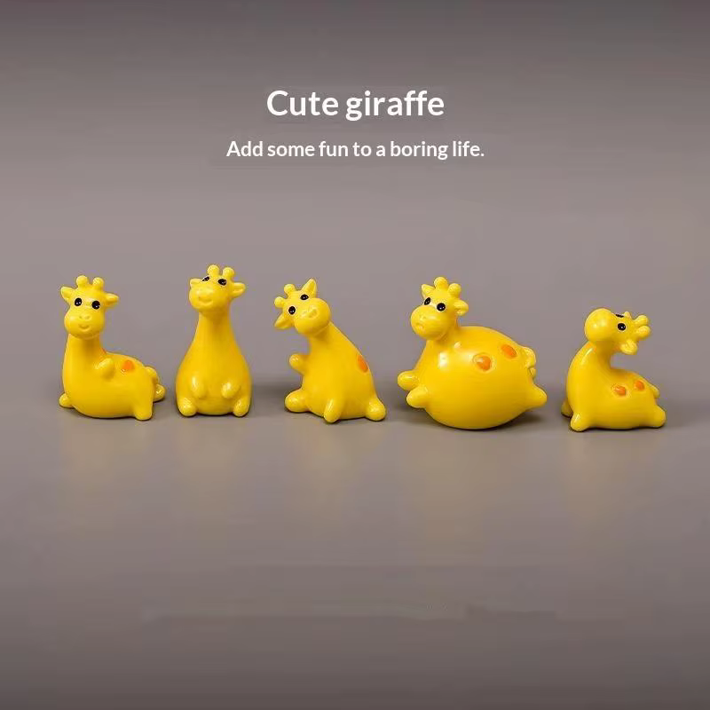 Miniatures de girafe en résine pour la décoration de jardin, de maison, figurines d'animaux de zoo, ornements de micro-paysage, accessoires