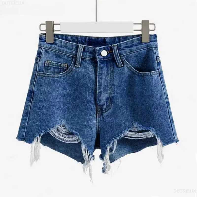 Jean Shorts 2025 nouveaux bas mode Shorts décontracté és femmes taille haute trou ample jambe large Shorts été pantalons Cortos De Mujer