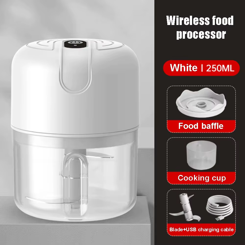 Mini hachoir à viande électrique 250 ml, machine à purée d'ail, hachoir à oignon, gingembre, piment, mixeur alimentaire de cuisine