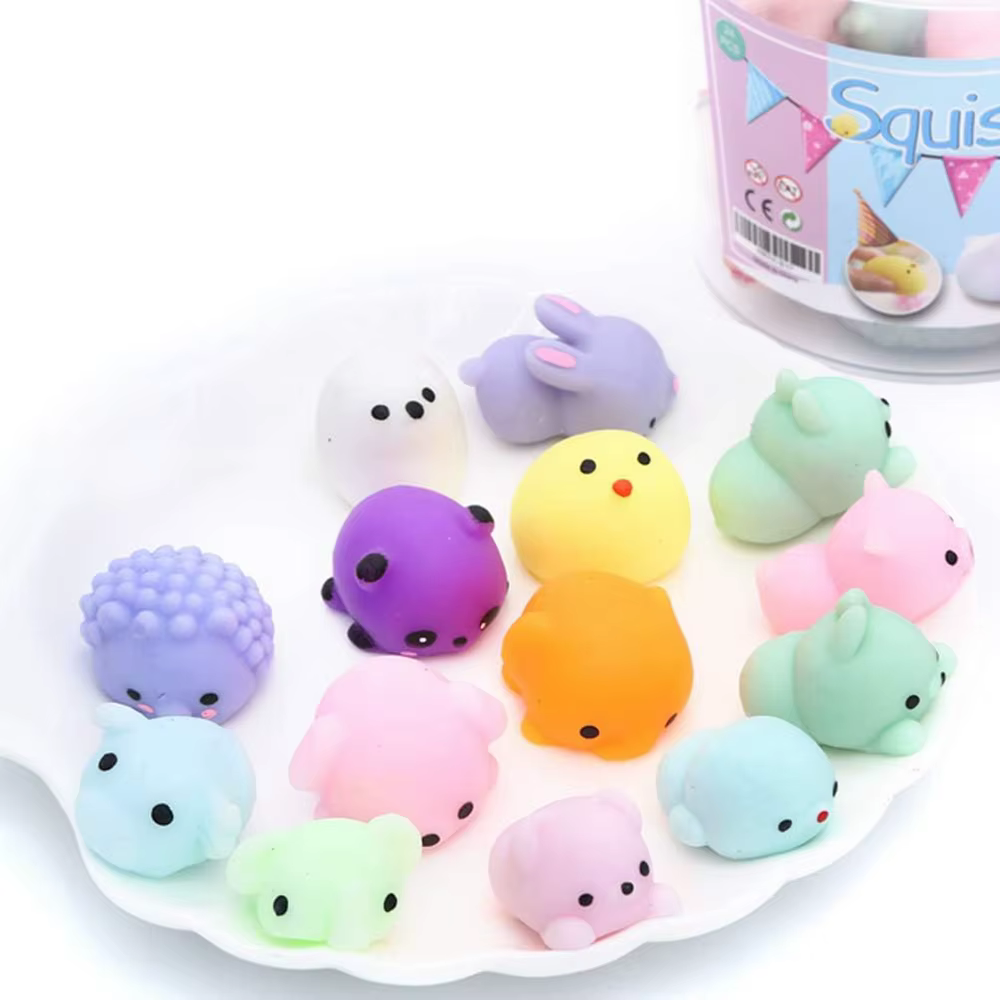 24 pièces Mini Kawaii Squishies Mochi anti-Stress jouets d'anxiété jouet Squishy cadeaux de fête pour enfants remplissage de panier avec boîte de rangement