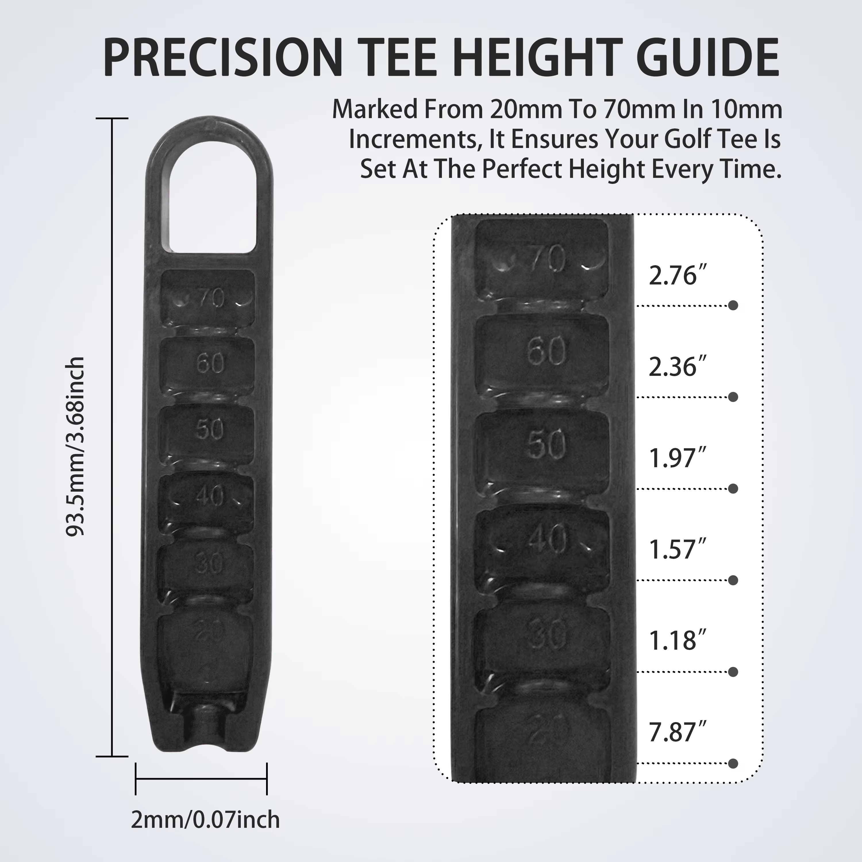 Accessoires de golf : Outil de réglage de la hauteur du tee, outil d'alignement réglable, compatible avec plusieurs types de tees, aide à la pratique portable