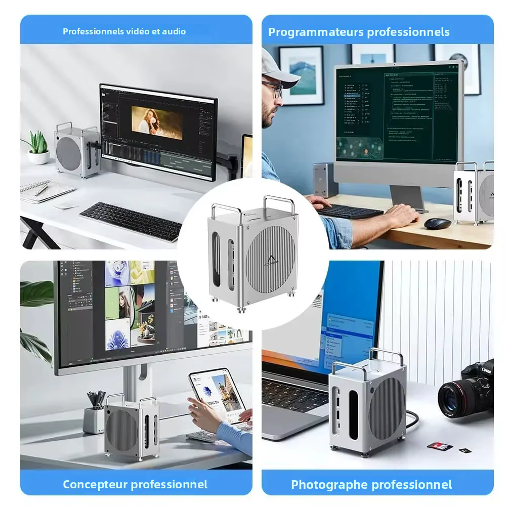 Station d'accueil USB-C Acasis 40 Gbit/s pour Mac Mini M4/M4 Pro, 4K/144 Hz, lecteurs TF/SD 4.0 et double emplacement M.2 NVMe, stockage 16 To, PD65W pour hôte