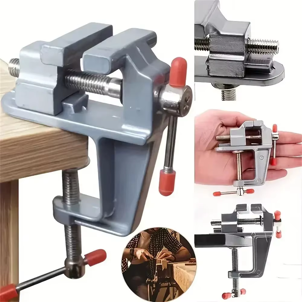 Mini étau de table multifonctionnel en aluminium de 3,5 po pour bijoutiers et loisirs créatifs, à fixer sur table, outil de serrage plat