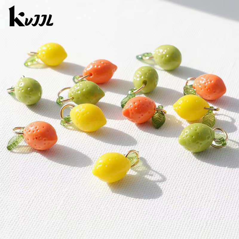 10 pendentifs citron en acrylique, breloques DIY, petites breloques citron, accessoires de bijoux faits à la main