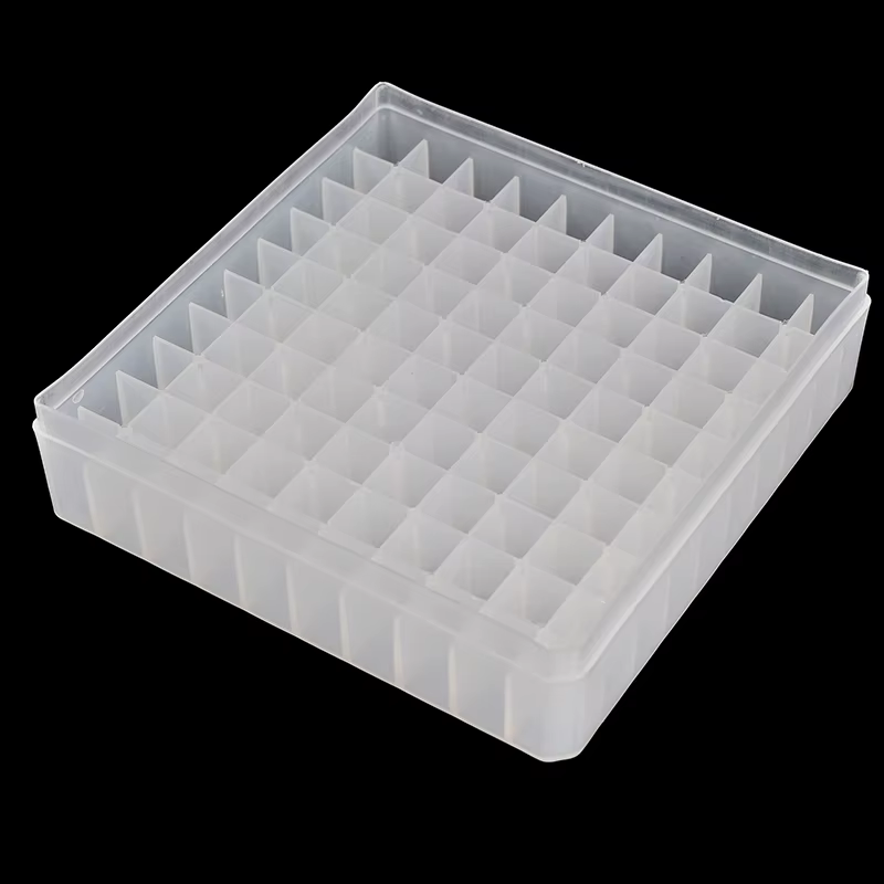 Boîte en plastique portable, mini boîte de rangement pour bouteilles d'huile essentielle, présentoir de bouteilles de parfum, grille 100, support pour bouteilles de 2ml, 5*14*14cm