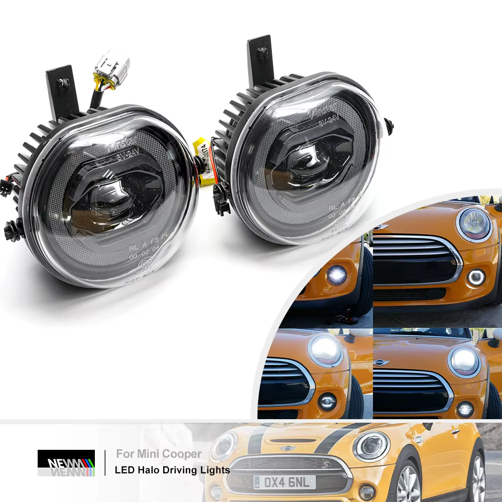 Phares antibrouillard LED DRL Halo Canbus Bimmer, feux de stationnement à la lumière du jour, adaptés pour Mini Cooper F55 F56 F54 Wlman F57 Cabrio 2014-17, 3 en 1