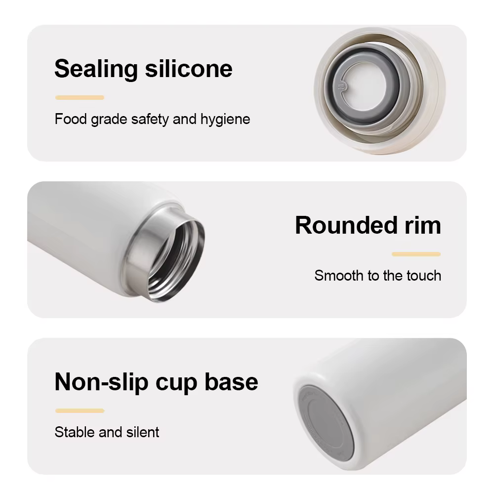 Thermos miniature de 280 ml. Petit et portable. Convient pour le travail, les études et le fitness. Bande anti-fuite. Antidérapant en bas
