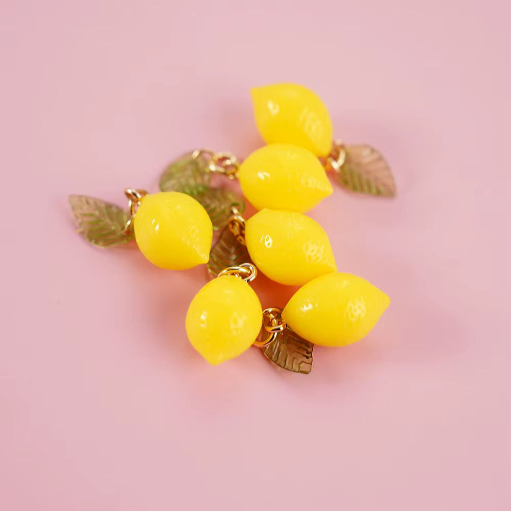 Ensemble de bijoux décoratifs en épingle à cheveux, pendentif citron, bijoux de fruits, bracelet à faire soi-même, collier, porte-clés, boucles d'oreilles, accessoires, 10 pièces