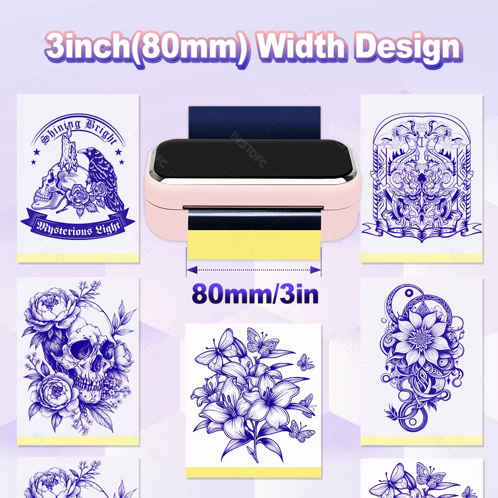 Imprimante de pochoirs de tatouage miniature AIMO MR3 80 mm, imprimante thermique sans fil pour tatouage et papier de transfert de 3 pouces, axée sur les petits motifs de tatouage