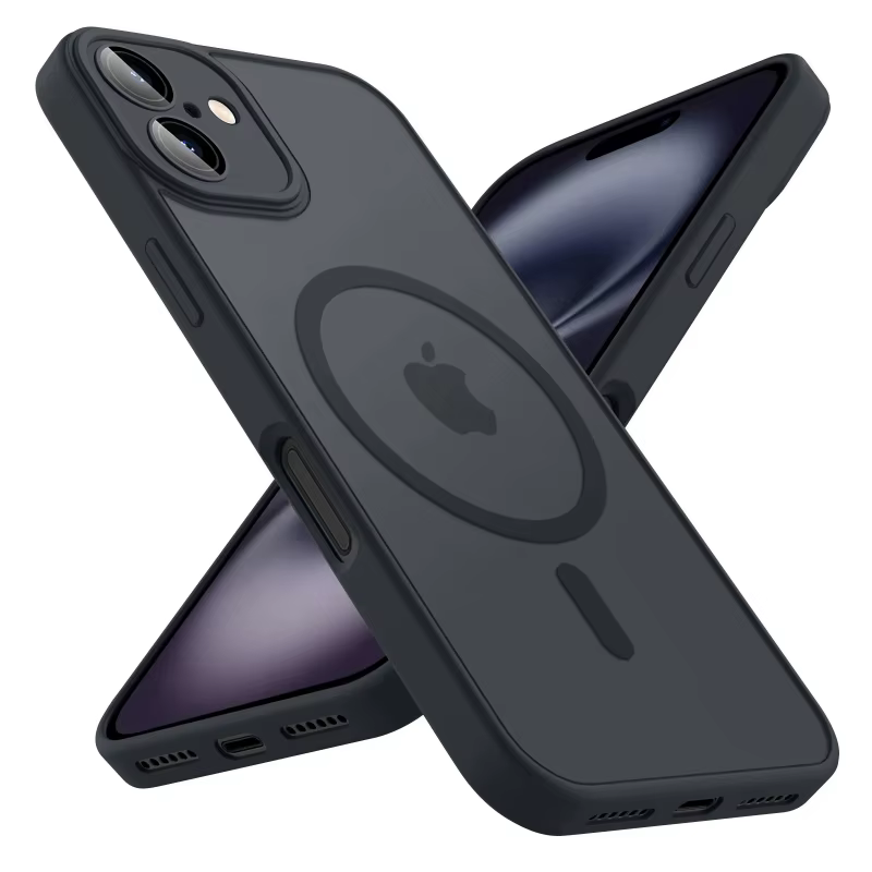 Coque de téléphone givrée de luxe, étui magnétique Transparent mat pour iPhone 17 16 15 14 13 12 11 Pro Max 16 15 Plus 17 Air pour Magsafe