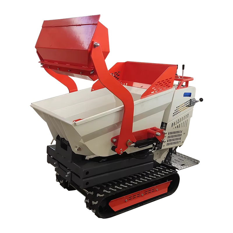 Mini-dumper tout-terrain 500 kg avec logo personnalisé, certification CE, levage hydraulique, chenilles en caoutchouc