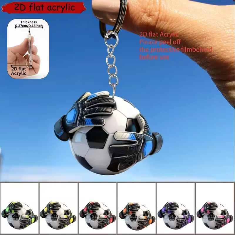 Porte-clés de football de simulation en acrylique, accessoires de bijoux, pendentifs pour sacs à dos, décoration suspendue pour voiture, ornement, porte-clés