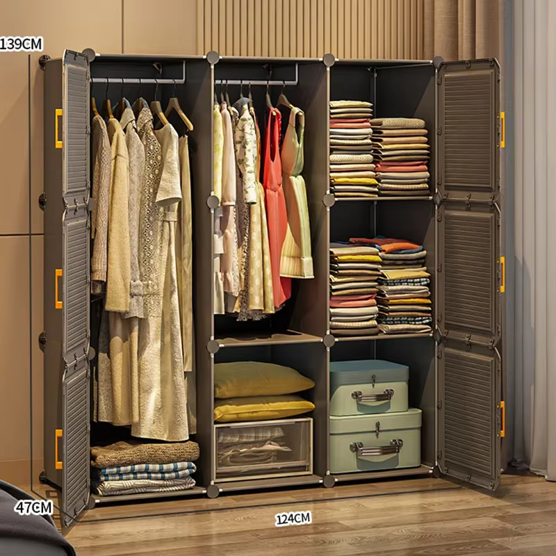 Armoire Modulaire Simple et Économique pour Chambre à Coucher – Rangement Portable Tendance pour Vestidores