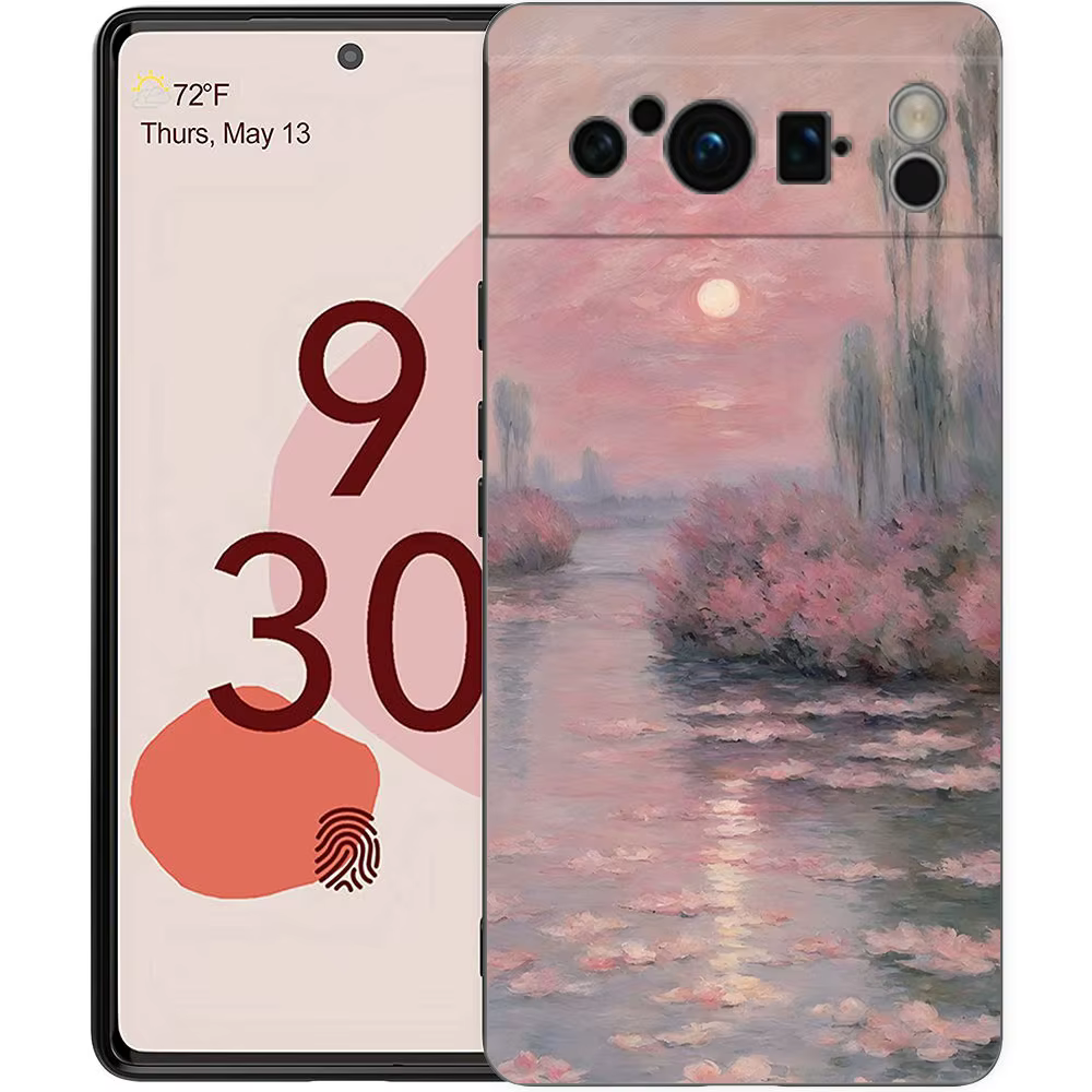 Coque de téléphone en TPU souple avec motif de jardin de Claude Monet pour Google Pixel 10 9 8 7 Pro 9A 8A 7A 6A 6 Pro XL, coque noire