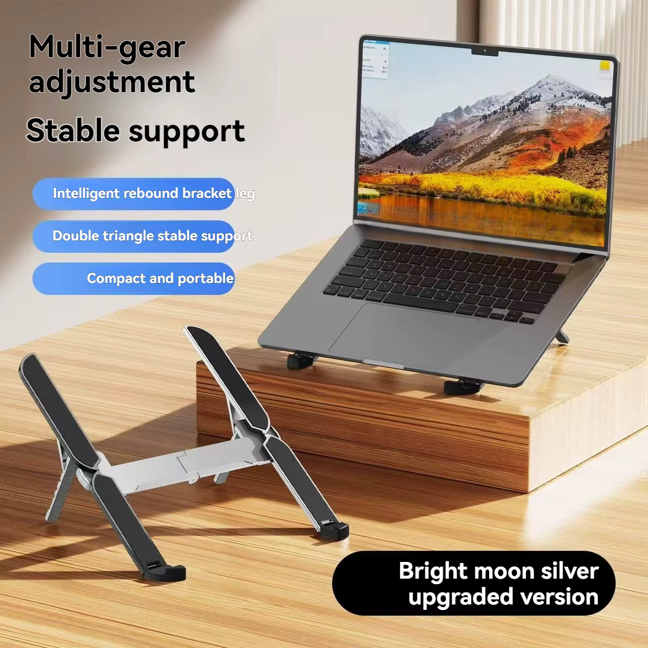 Support portable pour ordinateur portable à angle réglable, pliable, en métal, pour ordinateurs portables de 10 à 17 pouces, idéal pour la maison, le bureau et les voyages