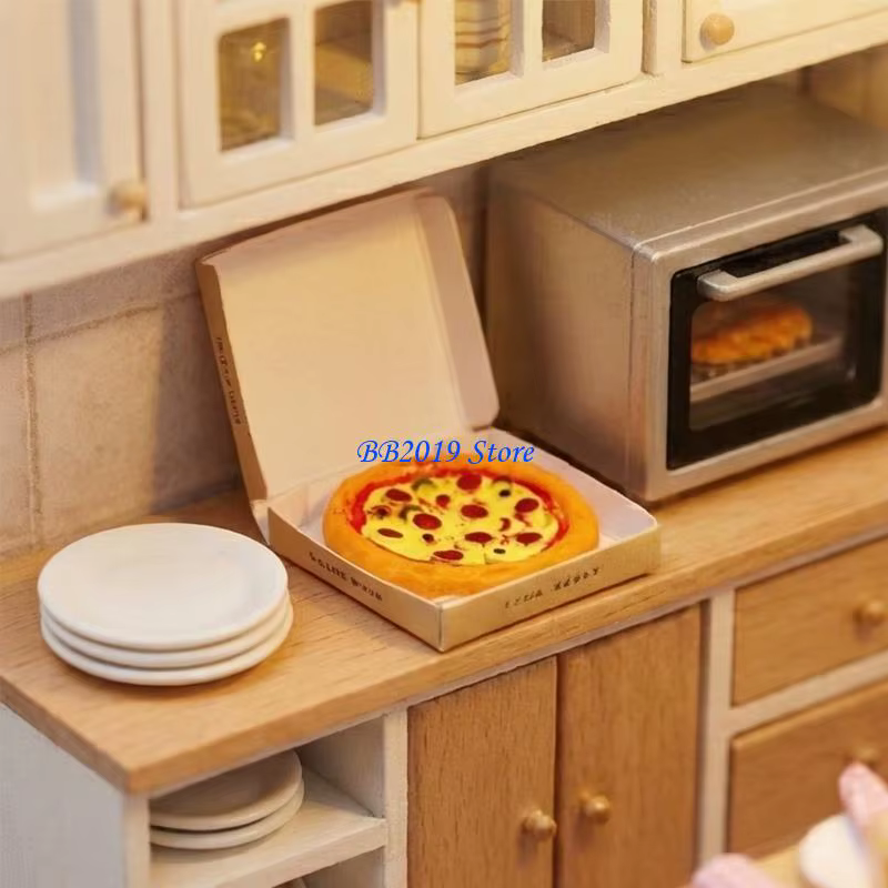 Q0KB – boîte à Pizza Miniature à emporter, jouet pour maison poupée, accessoires, facile à transporter, jeu rôle éducatif,