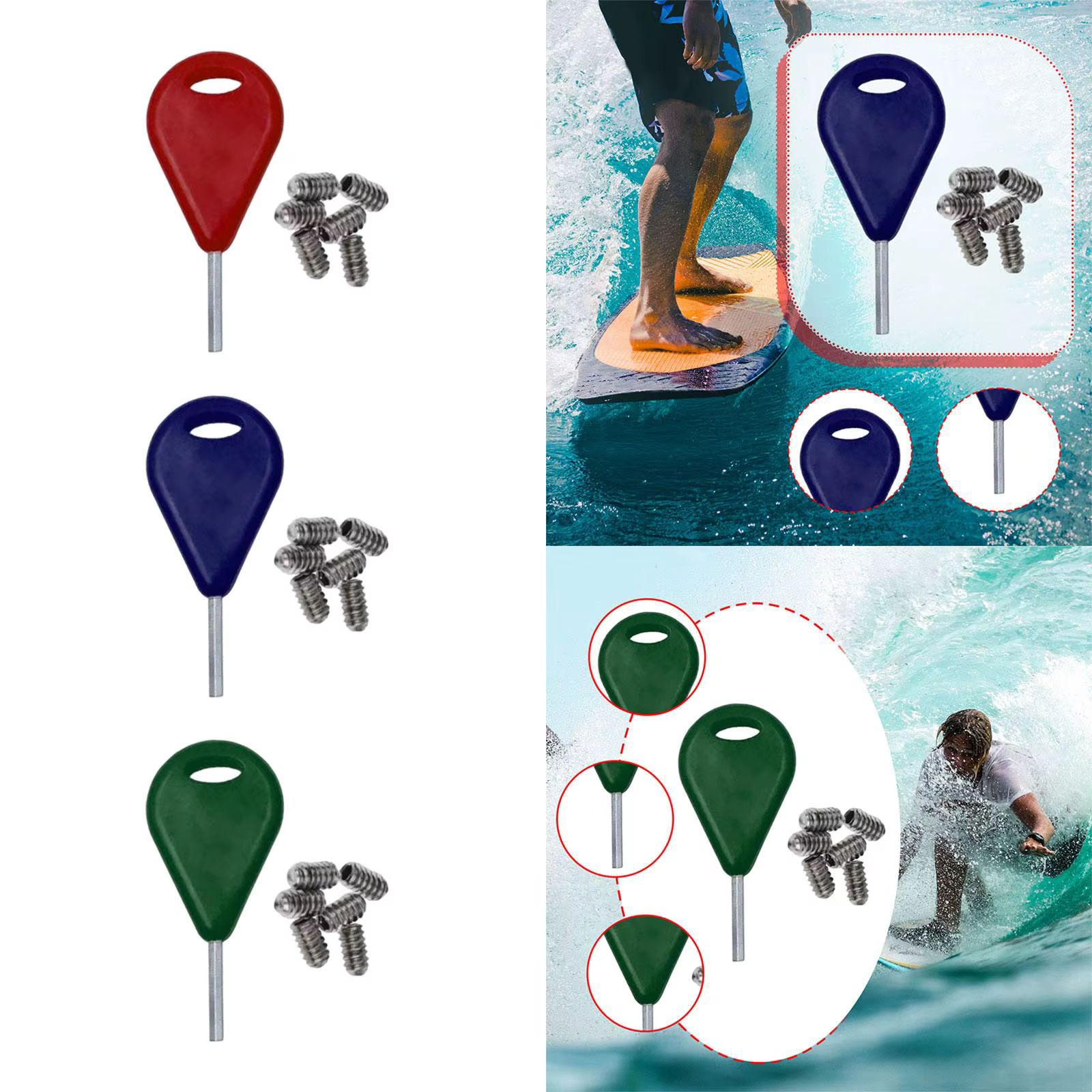 Accessoire de remplacement de clé d'aileron de Surf universel facile à utiliser pour les Sports nautiques en métal avec clé de poignée à vis sans tête clé d'aileron de planche de Surf