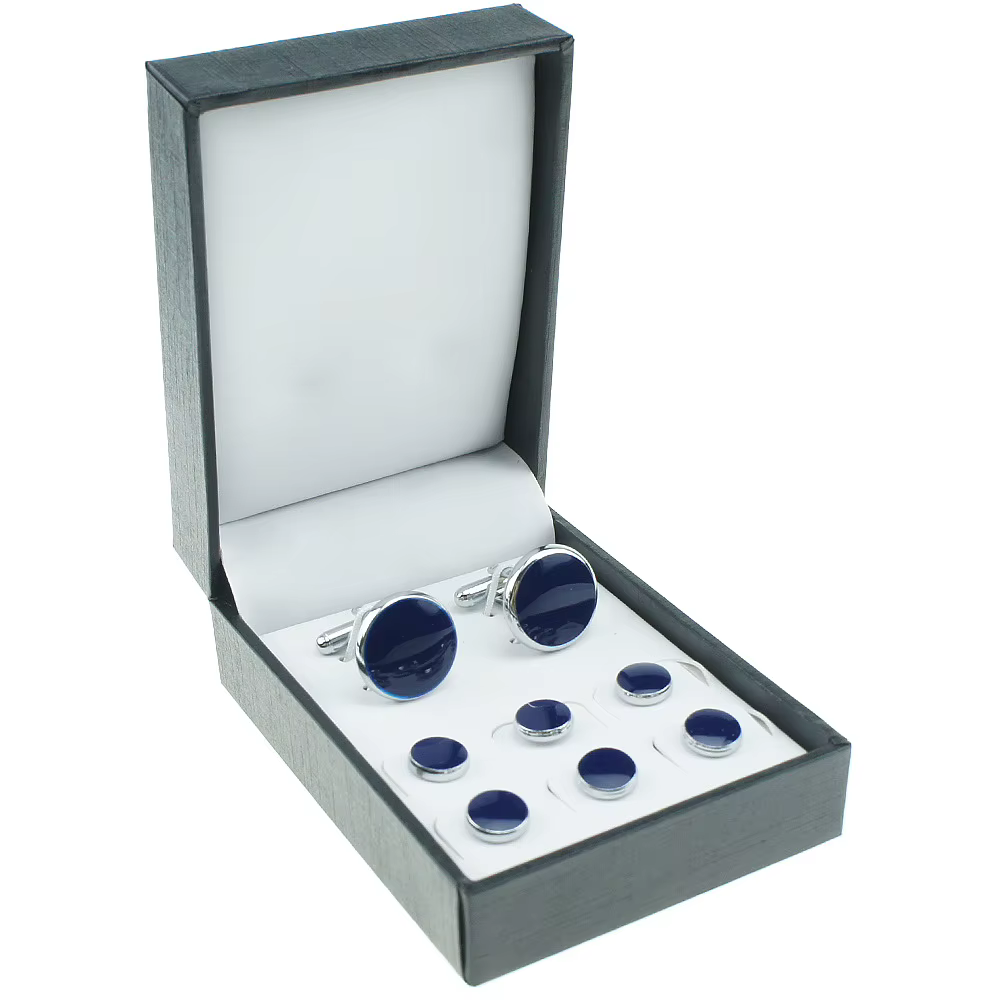 Ensemble de boutons de manchette de luxe pour hommes, ensemble de 8 pièces, clous de smoking Premium avec boutons, accessoires de chemise, boîte cadeau, boucles de cravate de mariage