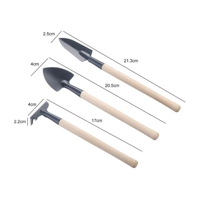 Ensemble d'outils de jardinage de trois pièces, mini outils de jardin, pelle multifonctionnelle, herse, plante domestique, pelle à sol enrichie