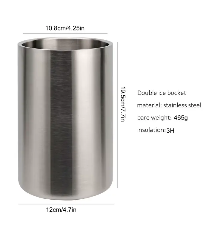 Refroidisseur de vin à Double paroi en acier inoxydable, seau de refroidissement de vin, seau à glac