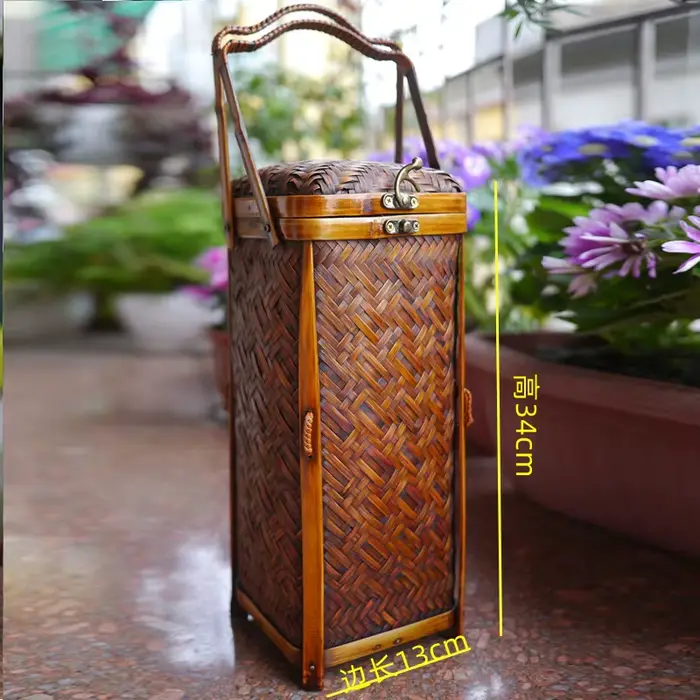 Boîte de rangement de vin rouge tissé en bambou, sac à main de vin, boîte-cadeau Anti-corrosion rési