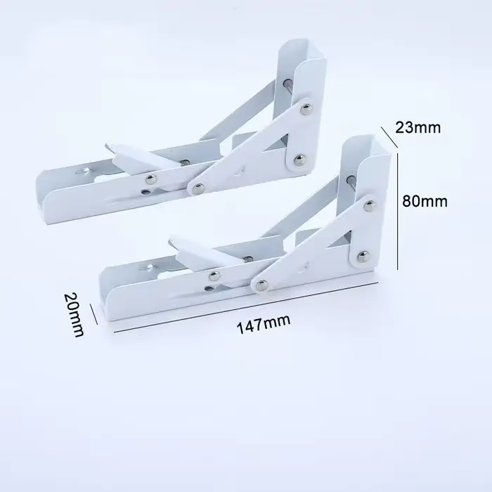 Supports d'étagère pliables blancs de 6 pouces, supports muraux en métal pliables, économiseurs d'es