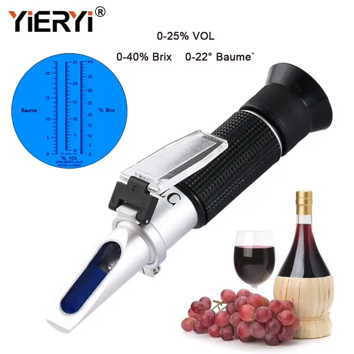 Nouveau réfractomètre portatif 3 en 1 pour le vin de raisin et d'alcool (balances Brix, Baume et W25
