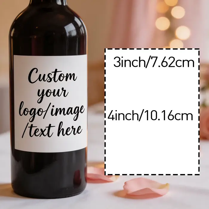 Étiquettes de vin personnalisées 3"x4" (7.6x10.16cm) en papier ou autocollant vinyle imperméable pou