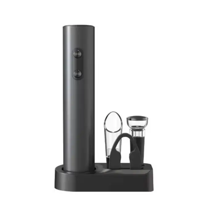 Ouvre-bouteilles électrique 5-en-1 réutilisable avec base, tire-bouchon électrique à piles, ouvre-vi