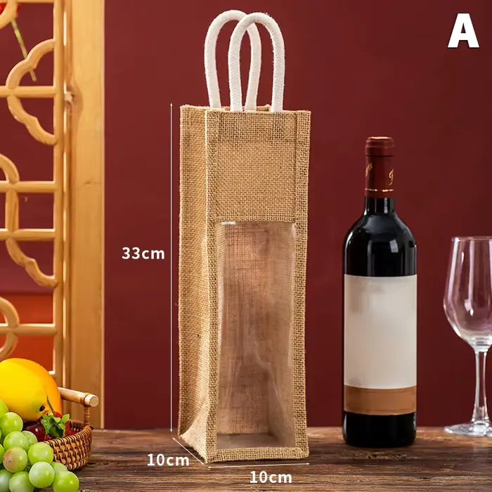 Sac à main de vin rouge, boîte-cadeau avec fenêtre et poignée, sac d'emballage de Champagne simple e