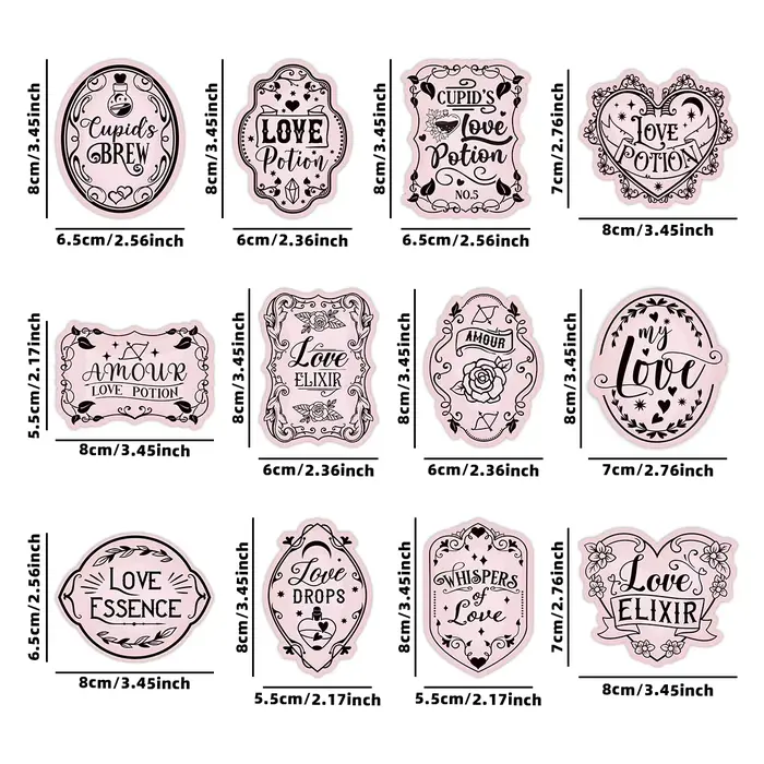 Autocollants de bouteilles sur le thème de la saint-valentin, étiquettes romantiques pour verres à v