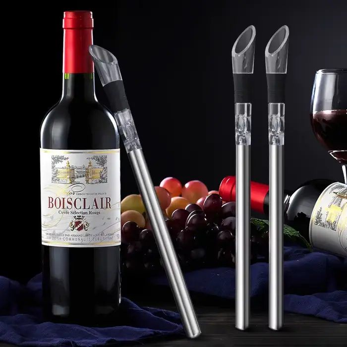 (1 pièce) Verseur de vin en acier inoxydable avec tige rafraîchissante, refroidisseur de vin, tige d