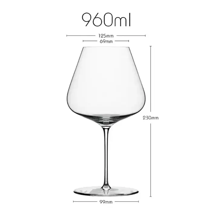Verre à vin de luxe de style Bourgogne Bordeaux pour banquet et fête, extrêmement fin, fabrication m