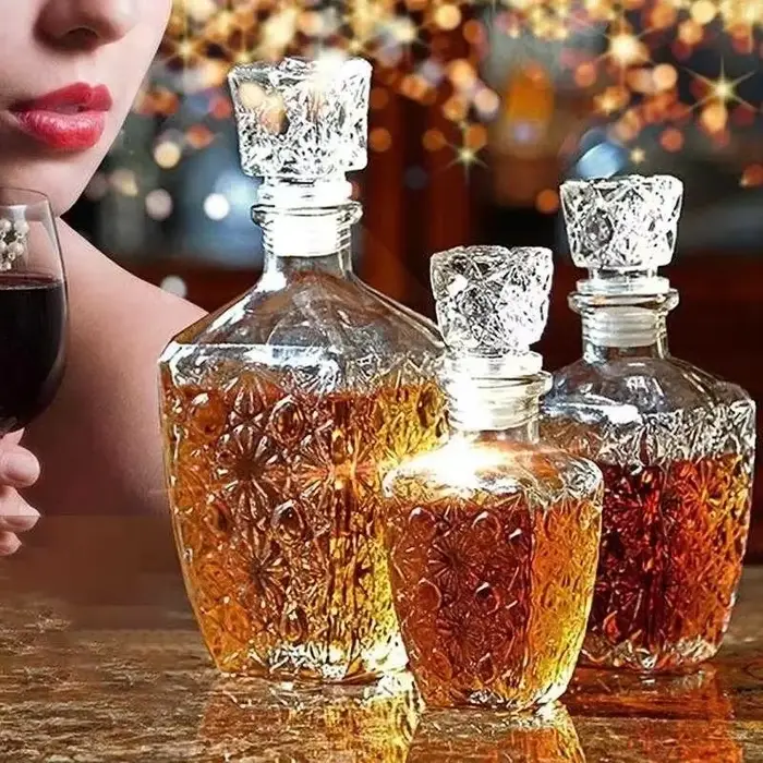 Bouteille Transparente en Verre Clip pour Whisky ou Vin Français, Carafe à Vin, Outil de Cuisine à D