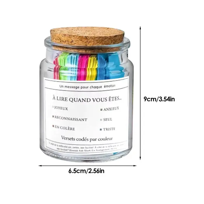 Bouteille en verre avec versets spirituels, bocal créatif pour la prière et l'espoir, bocal avec ver
