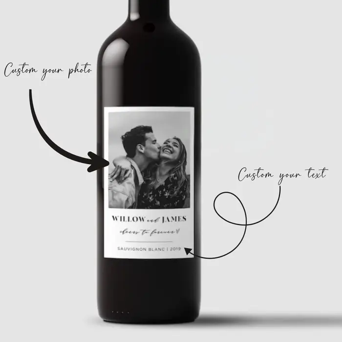 Étiquettes de vin Photo étiquette de vin minimaliste faveur de mariage étiquettes de vin personnalis