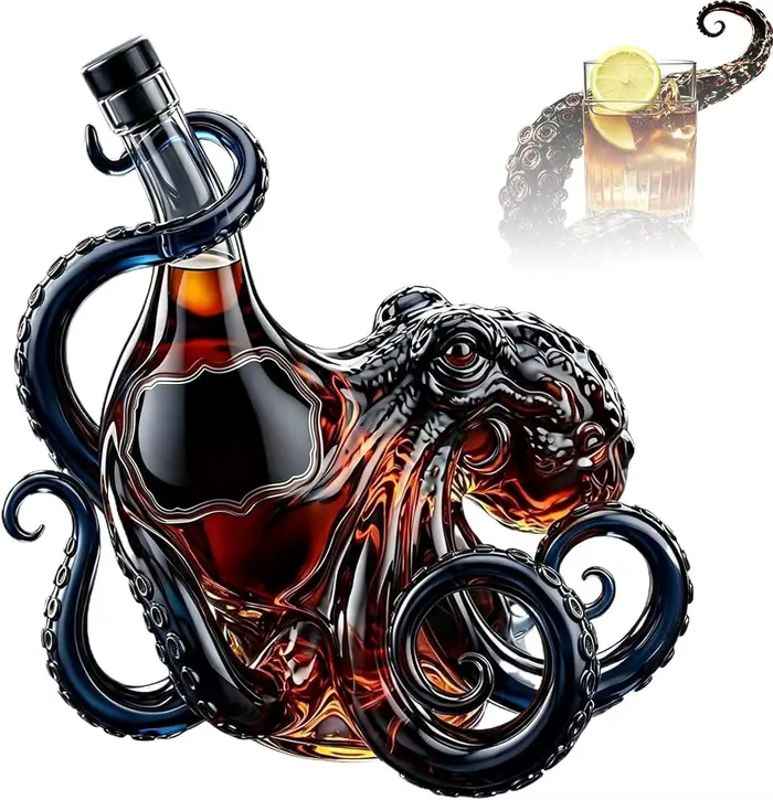 Carafe à vin en forme de pieuvre 3D édition rhum, Bouteille de liqueur pieuvre, Bouteille décorative