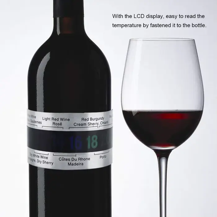 Thermomètre pour bouteille de vin, en acier inoxydable, créatif, affichage LCD, capteur de températu