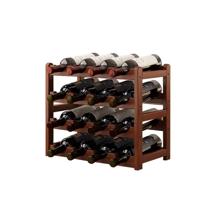Casier à vin épais et robuste en bois de bambou bordeaux haut de gamme