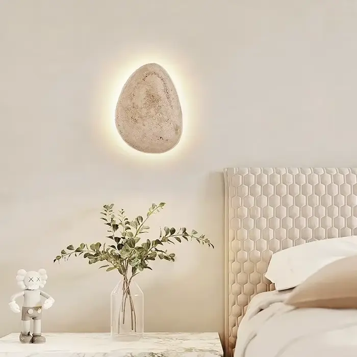 Wine-sabi-Applique Murale LED Créative en Pierre Naturelle Jaune