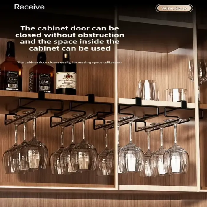 Support à vin pour verres à vin rouge - Étagère de rangement suspendue sans perçage avec égouttoir inversé pour la maison et la cuisine