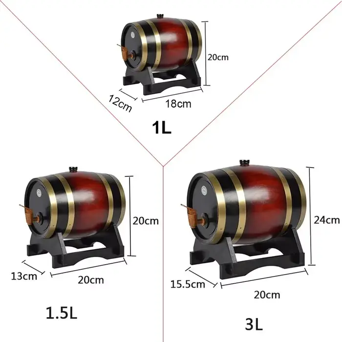 Nouveau Baril à Vin en Bois 1L/1.5L/3L