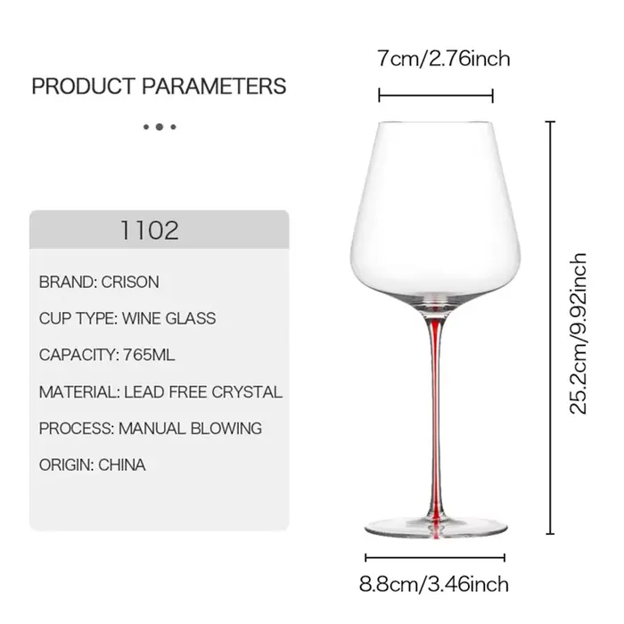 CRISON Verre à vin rouge ultra fin haut de gamme fait à la main pour un usage domestique