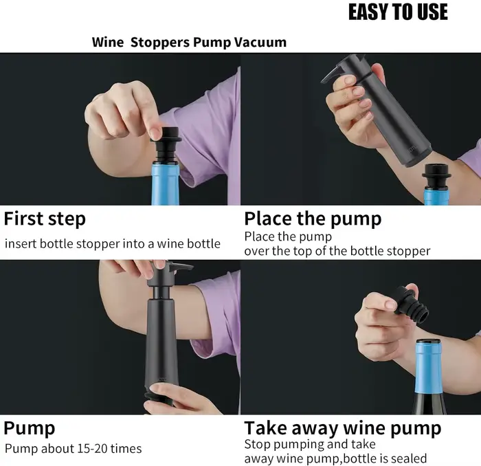 Pompe économiseur de vin avec 4 bouchons sous vide