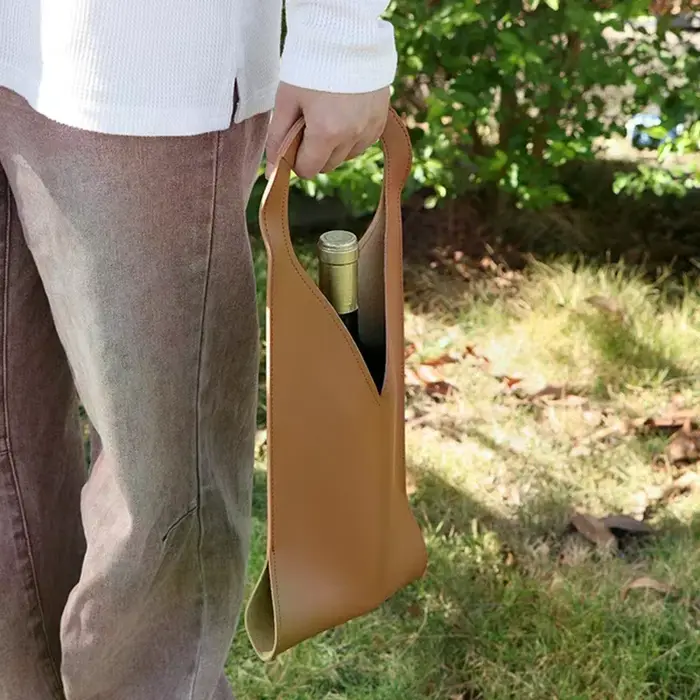 Sac cadeau de vin, porte-fourre-tout de vin en cuir réutilisable