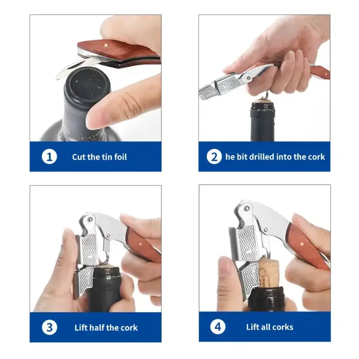 Tire-bouchon Sommelier en Acier Inoxydable et Bois