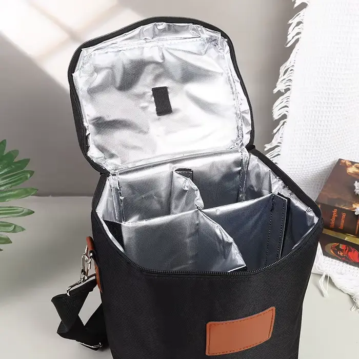 Sac à déjeuner sac isolant vin rouge 4 bouteilles vin glace froide refroidisseur pochettes en plein air porte-vin