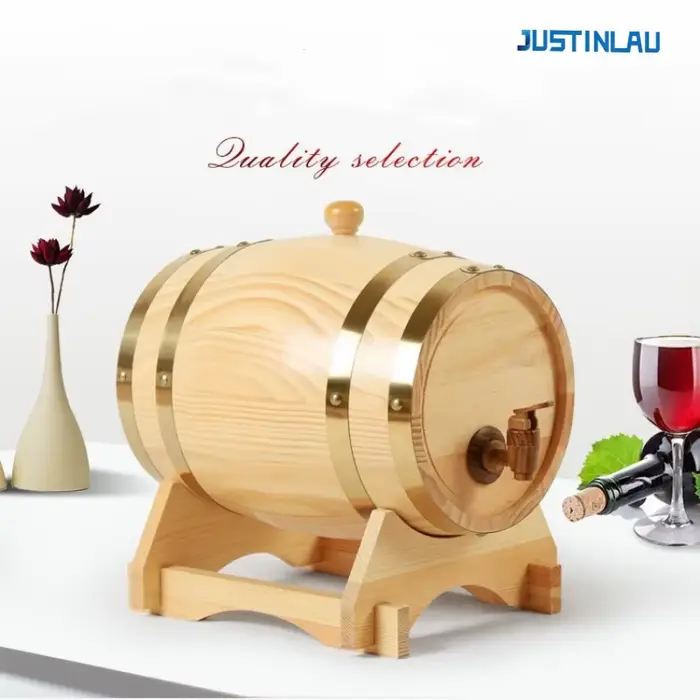 JUSTINLAU 3L/5L baril de vin en bois Vintage chêne bière accessoires de brassage récipient de stockage de whisky décoration de la maison outils de Bar à vin