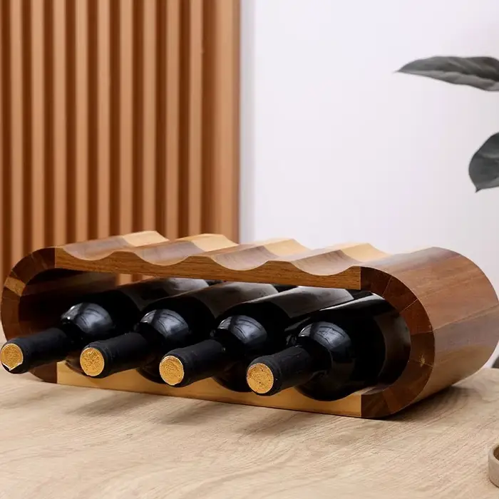 Présentoir de vin rouge Double couche en bois massif
